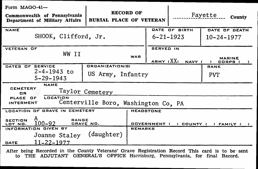 veteran burial